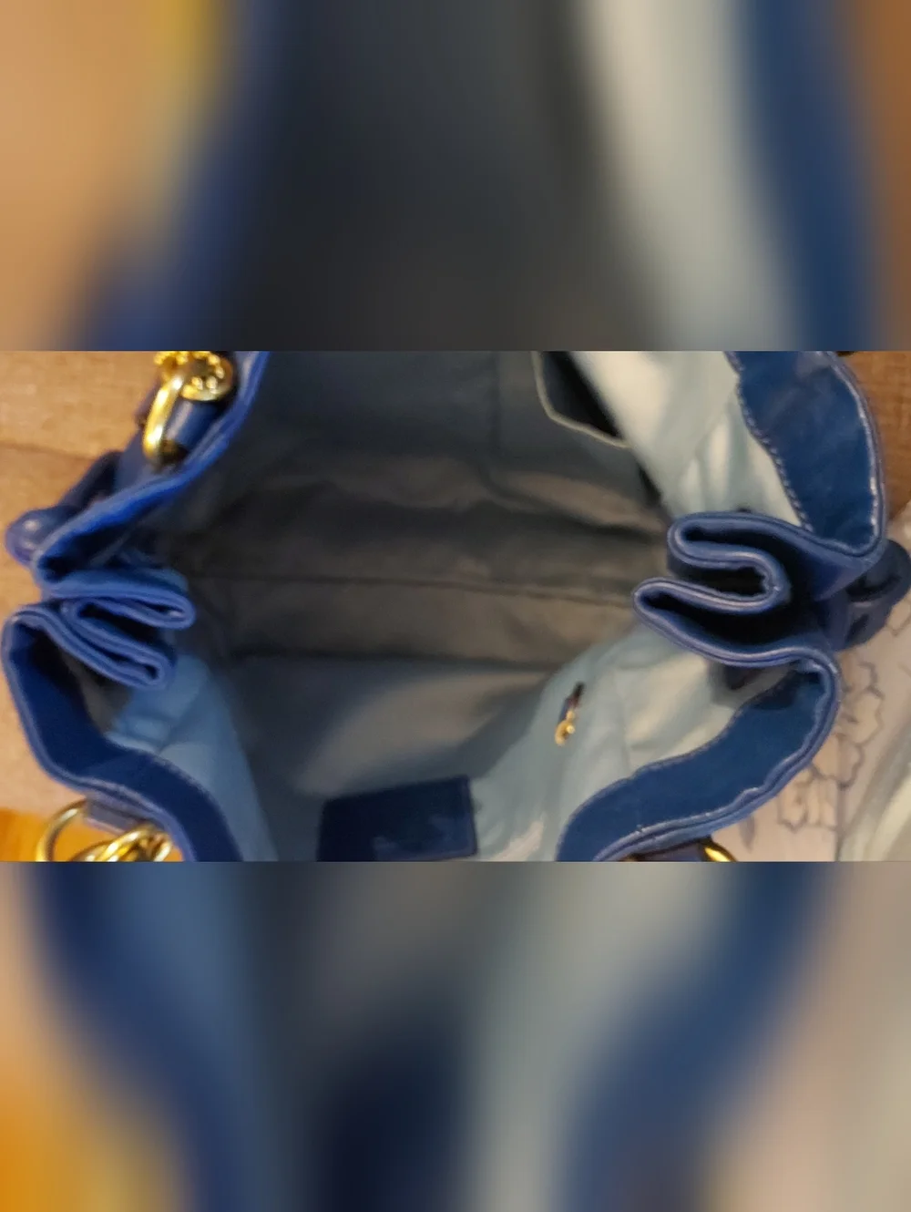 Coach Blue Leather Shoulder Bag with Gold Hardware - Picture 10 of 11